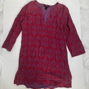 J. Crew Orange and Purple Paisley Print 100% cotton Tunic Top